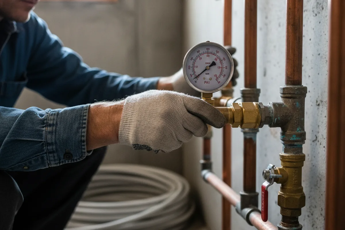 Pressure testing a repaired line during Water Line Repair in Hiller